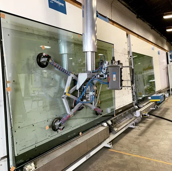 Insulated glass units moving through a production line