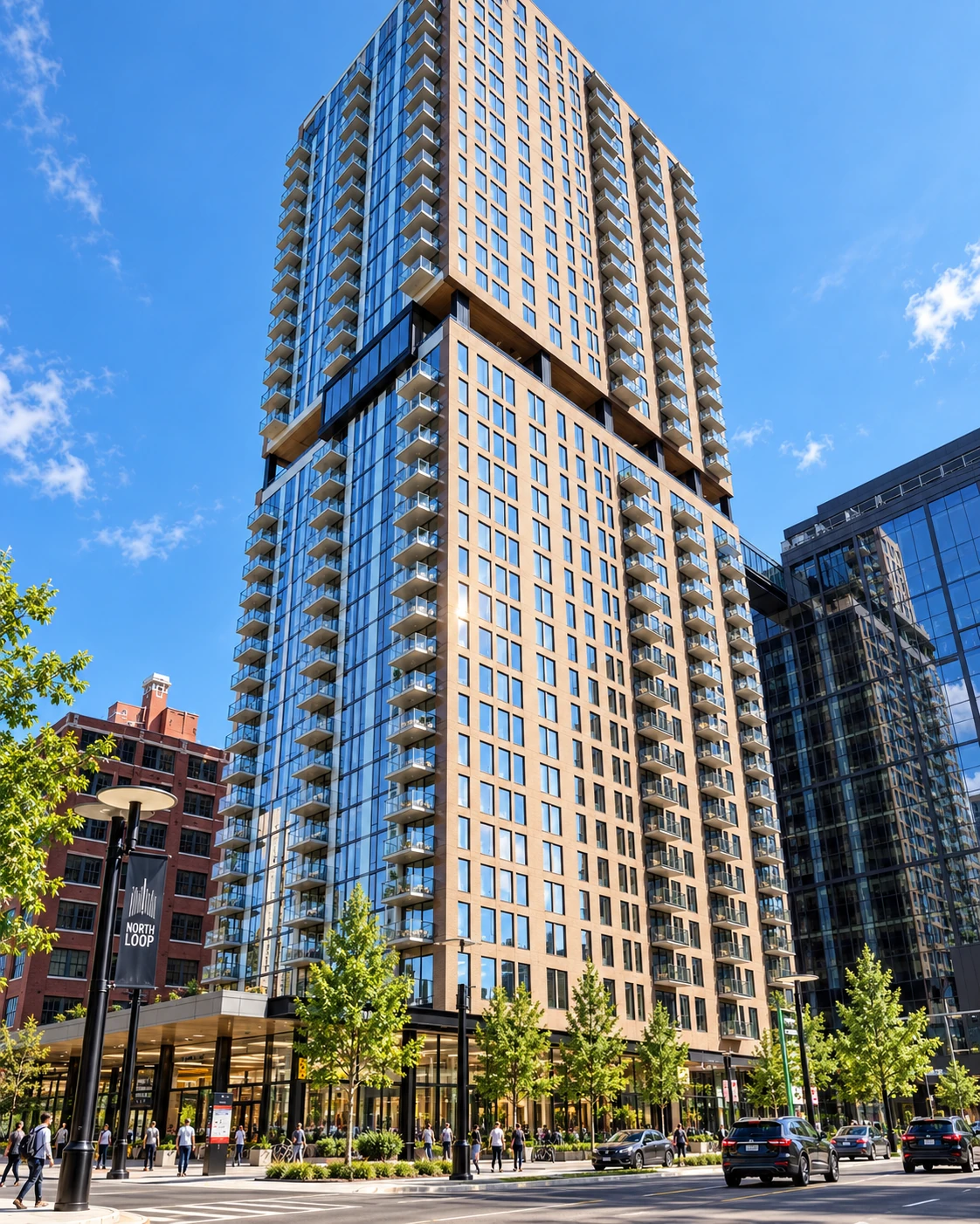 North Loop Green 360 high-rise exterior in Minneapolis