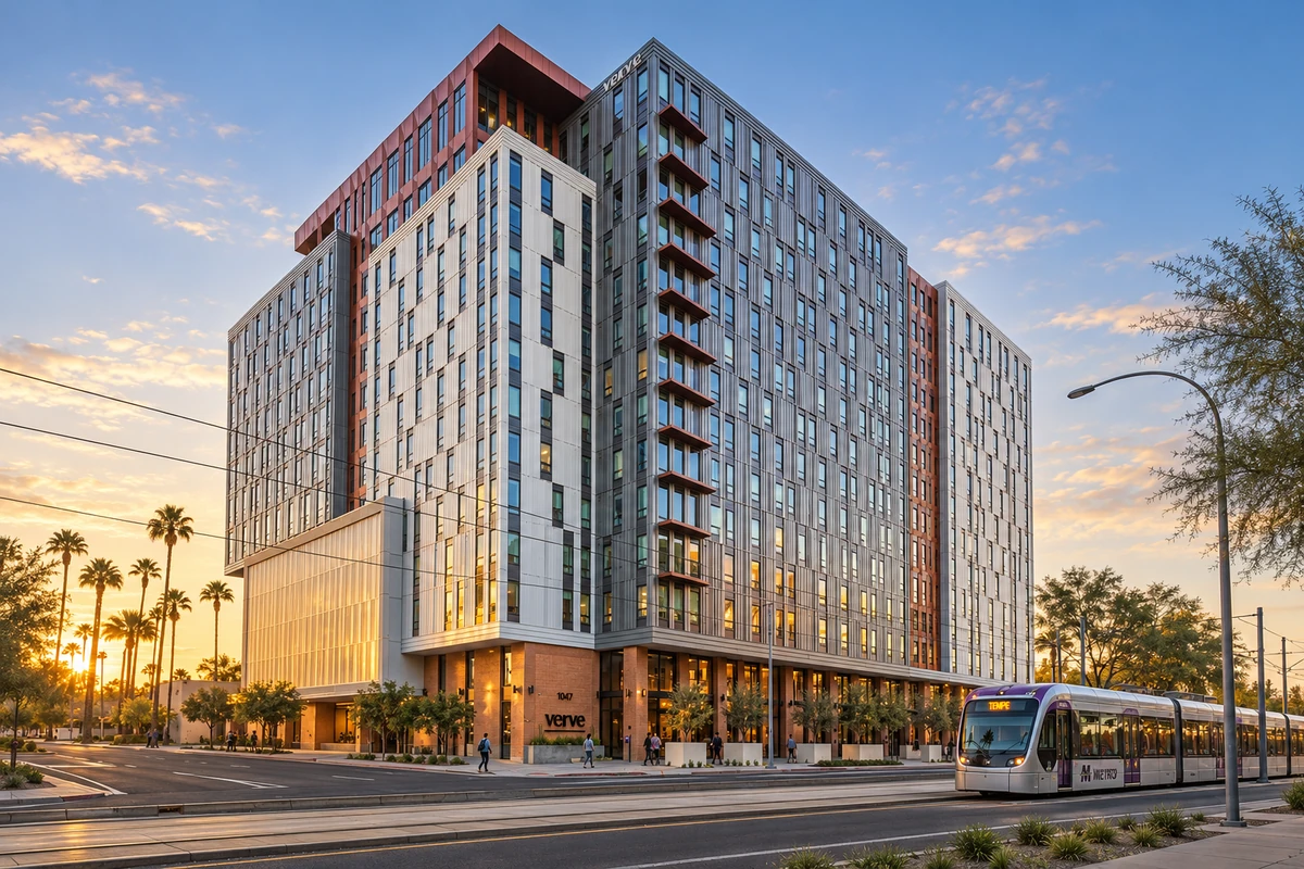 The VERVE student housing building exterior in Tempe, Arizona